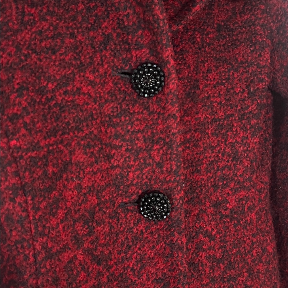 Ivanka Trump Red Burgundy & Black Pea‎ Coat Jacket, Sz Medium - Picture 4 of 7